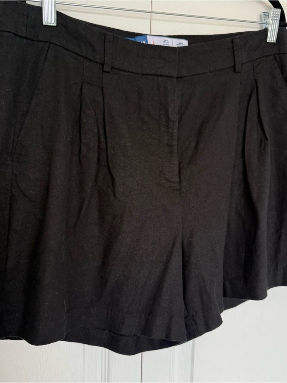 Black Linen- blend High Waisted Shorts Size Large Old Navy
